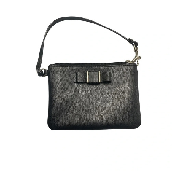 Coach Bow Black leather wristlet - Picture 1 of 5